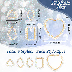 10Pcs 5 Styles Transparent Glass & Brass Pendants&nbsp;PALLOY-AB00162