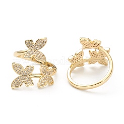 Brass Micro Pave Clear Cubic Zirconia Cuff Rings&nbsp;ZIRC-M117-03G