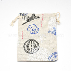 Printed Polycotton(Polyester Cotton) Packing Pouches Drawstring Bags&nbsp;ABAG-T004-10x14-14