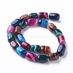 Natural Dyed Striped Agate/Banded Agate Beads Strands&nbsp;G-G775-B-01