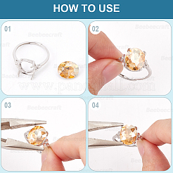 1Pc Adjustable 925 Sterling Silver Cubic Zirconia Ring Components&nbsp;STER-BBC0009-15