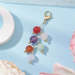 Round Natural Amethyst & Quartz & Malaysia Jade & Carnelian & White Jade Pendant Decorations&nbsp;HJEW-JM02693