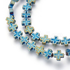 Electroplated Non-magnetic Synthetic Hematite Beads Strands&nbsp;G-P392-B03