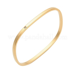 304 Stainless Steel Crystal Rhinestone Rectangle Bangles for Women&nbsp;BJEW-A150-03G