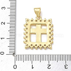 Religion Cross Brass Micro Pave Clear Cubic Zirconia Pendants&nbsp;CU-CBA83A6-03G-G