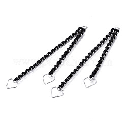 Brass Pave Rhinestone Chain with Heart Big Pendants&nbsp;KK-N216-420-02P