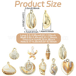 18Pcs 9 Styles Plating Acrylic Imitation Shell Pendants&nbsp;PACR-YW0001-42