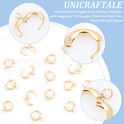 20Pcs 201 Stainless Steel Huggie Hoop Earring Findings&nbsp;STAS-UN0056-86
