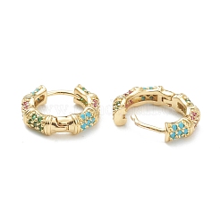 Brass Micro Pave Cubic Zirconia Huggie Hoop Earrings&nbsp;EJEW-A058-04G
