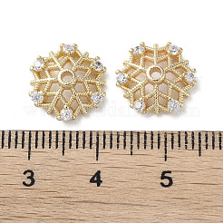 Rack Plating Brass with Clear Cubic Zirconia Bead Caps&nbsp;KK-G489-01G