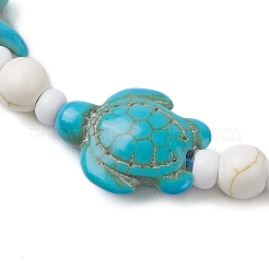 Turtle & Starfish Dyed Synthetic Turquoise Slider Bracelets&nbsp;BJEW-JB10279-02