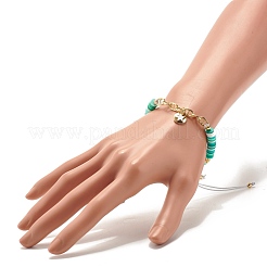 Handmade Disc Polymer Clay Braided Bead Bracelet&nbsp;BJEW-JB07407-02
