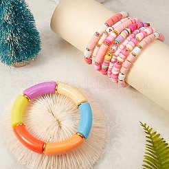 8Pcs 8 Style Love Word Polymer Clay Heishi Beaded Stretch Bracelets Set for Teen Girl Women&nbsp;BJEW-SZ0001-79