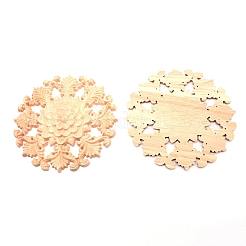Natural Solid Wood Carved Onlay Applique Craft&nbsp;LS-WOOD-WH0104-35