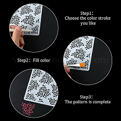 Floral Theme Rectangle PET Plastic Hollow Out Drawing Painting Stencils Templates&nbsp;DIY-WH20082-28B