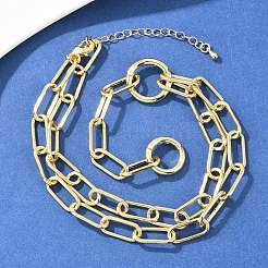 Brass Paperclip Chain Y Lariat Necklaces&nbsp;NJEW-H087-06E-G