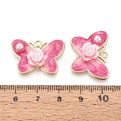 Rack Plating Alloy Enamel and ABS Imitation Pearl and Acrylic Pendants&nbsp;ENAM-T091-64B