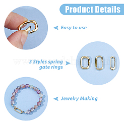12Pcs 3 Styles Brass Spring Gate Rings&nbsp;KK-HS0015-32