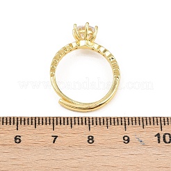 Brass Micro Pave Cubic Zirconia Cuff Rings for Women&nbsp;RJEW-Z113-32G