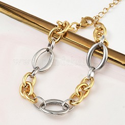 304 Stainless Steel Figaro Chain Bracelets for Women&nbsp;BJEW-A169-09GP