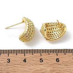 C-Shaped Brass & Clear Cubic Zirconia Stud Earrings&nbsp;KK-CBA36A2-10G