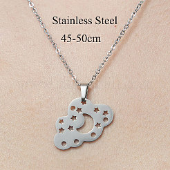Non-Tarnish 201 Stainless Steel Hollow Cloud with Star Pendant Necklace&nbsp;NJEW-OY001-76