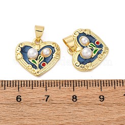 Flower Brass Enamel Pendants&nbsp;KK-D390-17G-05
