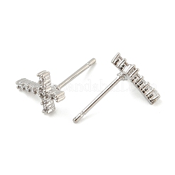 Brass Micro Pave Clear Cubic Zirconia Stud Earrings&nbsp;EJEW-R016-26P-18