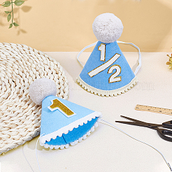 2Pcs 2 Styles Wool Felt Children Birthday Hat for One Year Old&nbsp;AJEW-BC0010-36