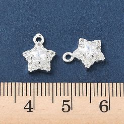 Brass Micro Pave Clear Cubic Zirconia Charms&nbsp;KK-P355-04S