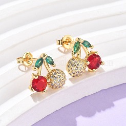 Brass Cubic Zirconia Stud Earrings&nbsp;EJEW-Q017-03B-G
