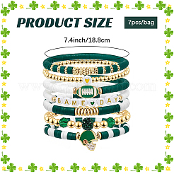 8Pcs 1Bag Rugby Polymer Clay Heishi & CCB Plastic Beaded Stretch Bracelets Set&nbsp;BJEW-PA0001-12D