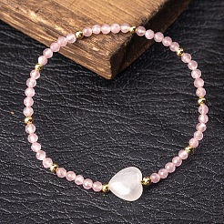Natural Rose Quartz & Quartz Crystal Beads Stretch Bracelets for Women&nbsp;KL2694