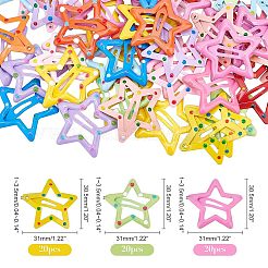 60Pcs 3 Style Cute Spray Painted Iron Snap Hair Clips&nbsp;PHAR-NB0001-07