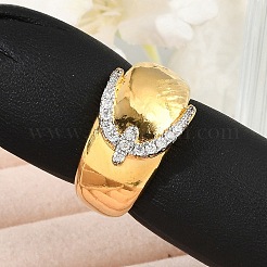 Brass Micro Pave Clear Cubic Zirconia Open Cuff Rings for Women&nbsp;LS-RJEW-R011-03G-02
