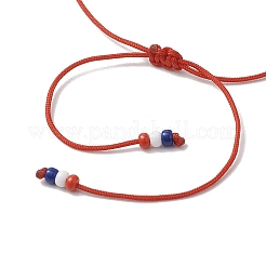Independence Day Natural Carnelian & White Jade & Dyed Yellow Jade Gemstone Round Beads Braided Bracelets&nbsp;BJEW-MZ00178-02