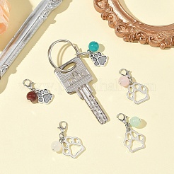 5Pcs Alloy & Glass Pendant Decorations&nbsp;HJEW-YW00539