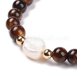 Round Dyed Natural Freshwater Shell Stretch Beaded Bracelets&nbsp;BJEW-JB05727-03