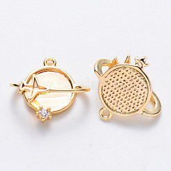 Brass Cubic Zirconia Universe Space Charms&nbsp;KK-T049-037G-NF