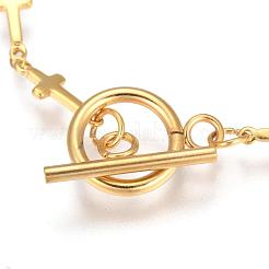 Cross 304 Stainless Steel Link Chain Bracelets&nbsp;BJEW-D397-03G