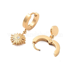 Ion Plating(IP) 304 Stainless Steel Dangle Hoop Earrings&nbsp;EJEW-A114-02G