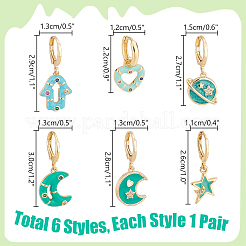 6 Pairs 6 Styles Brass Dangle Leverback Earrings&nbsp;EJEW-PH0001-32