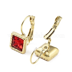 Glass Square Leverback Earrings&nbsp;EJEW-P245-03G