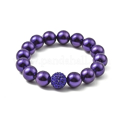 Round Shell Pearl Beads Stretchy Bracelets for Women&nbsp;BJEW-XCP0002-07