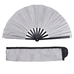 Glitter Plastic & Oxford Cloth Fan with Fan Bags&nbsp;AJEW-WH20022-89C