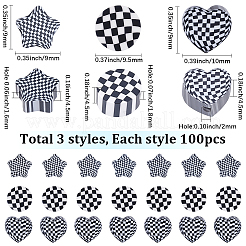 300Pcs 3 Styles Tartan Theme Handmade Polymer Clay Beads&nbsp;CLAY-SC0002-83