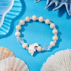 Synthetic Turquoise & Wood & Glass Beaded Stretch Bracelets for Boys Girls&nbsp;BJEW-JB11127-03