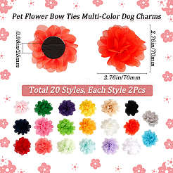 40Pcs 20 Colors Polyester Flower Ornament Accessories&nbsp;DIY-BBC0002-17