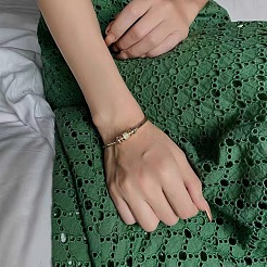 Brass Micro Pave Clear Cubic Zirconia Cuff Bangles for Women&nbsp;FS-WG06835-01