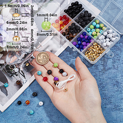 DIY DIY Natural & Synthetic Mixed Gemstone Round Beaded Stretch Bracelet Making Kit&nbsp;DIY-SC0024-65